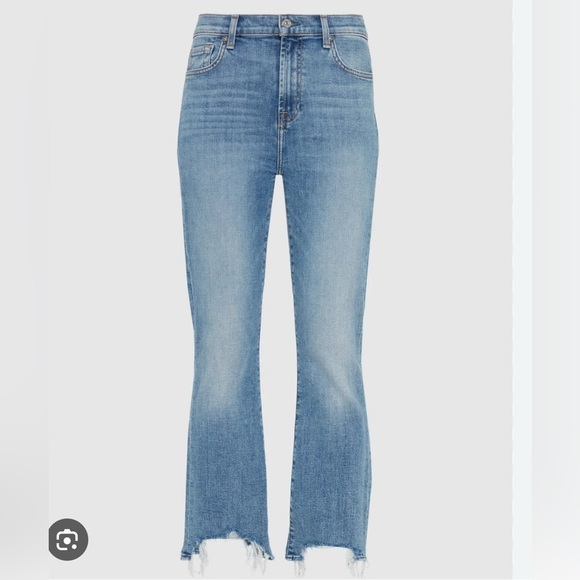 NWT 7 For All Mankind HIGH WAIST SLIM KICK WITH LONG SIDE HEM AND DESTROY, Sz 30 - Picture 3 of 10